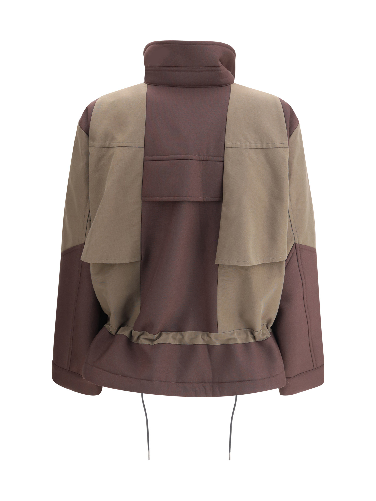 Sacai Paneled High-neck Bomber Jacket In Brown