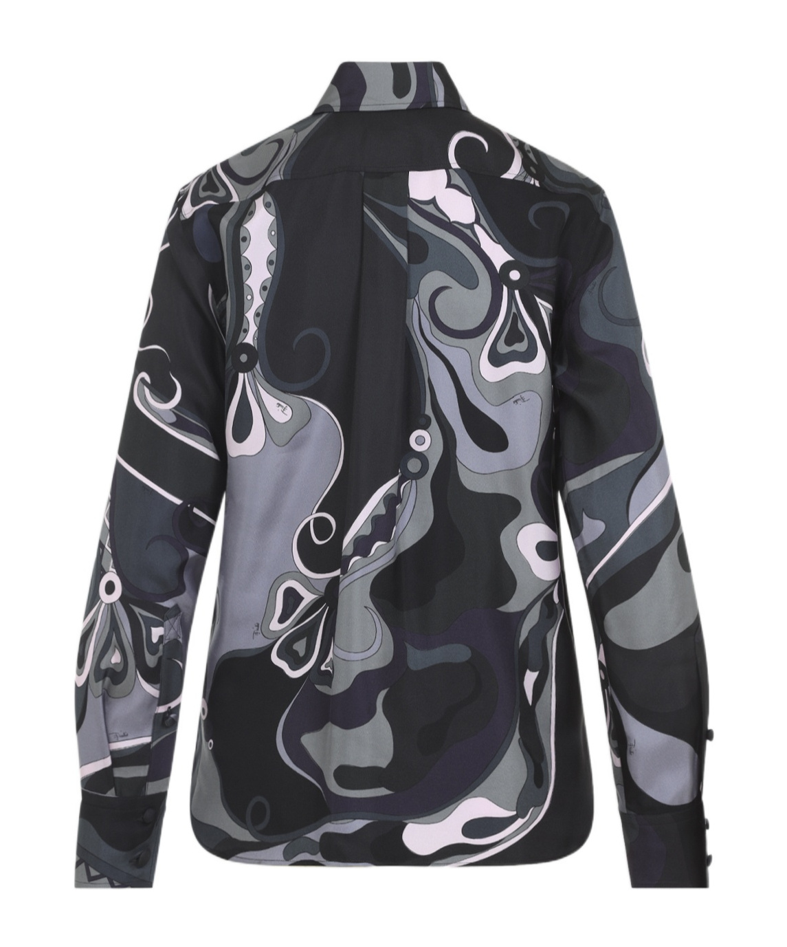 Pucci Abstract Pattern Long Sleeve Silk Shirt In Black
