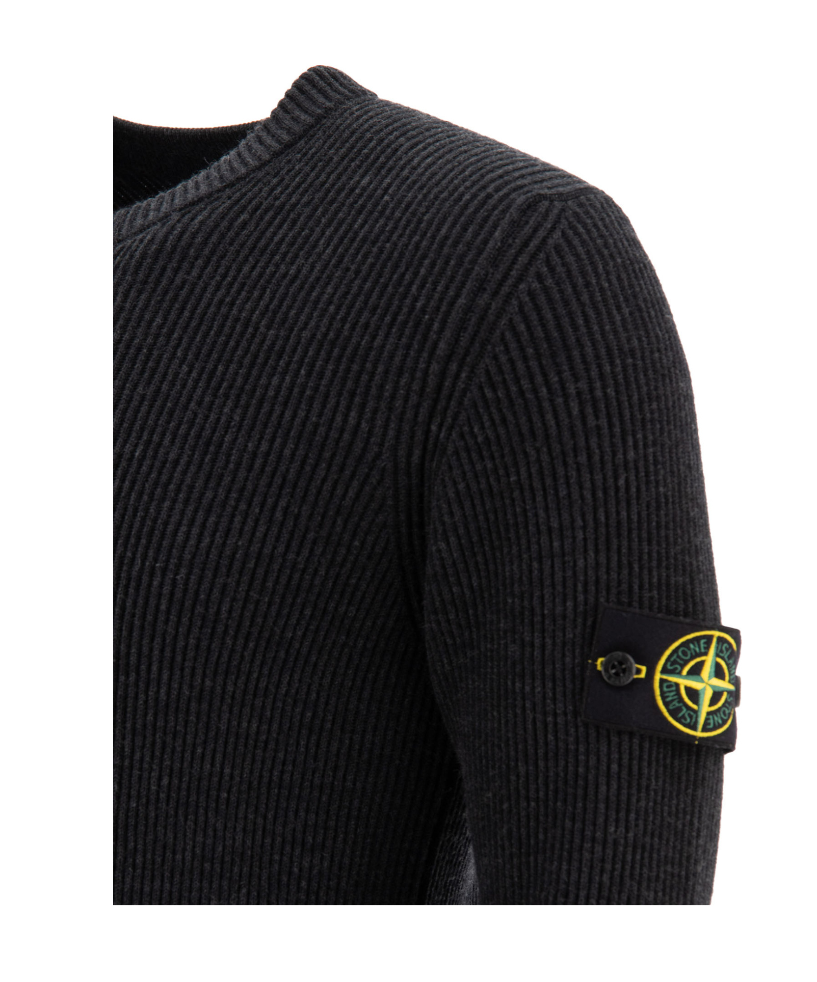 Stone Island Compass-badge Wool Cardigan In Black