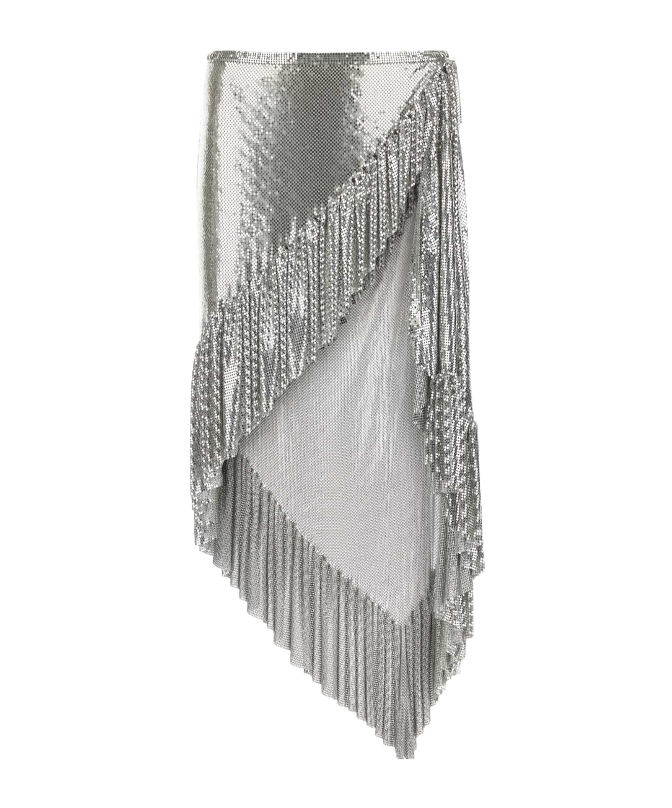 Rabanne Metallic Skirt With Chain Mail Detailing In Silver
