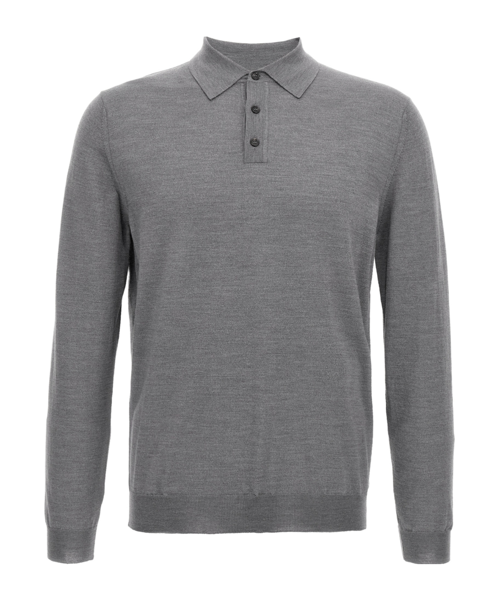 Zanone Virgin Wool Polo Shirt With Button Placket And Cuffed Sleeves In Gray