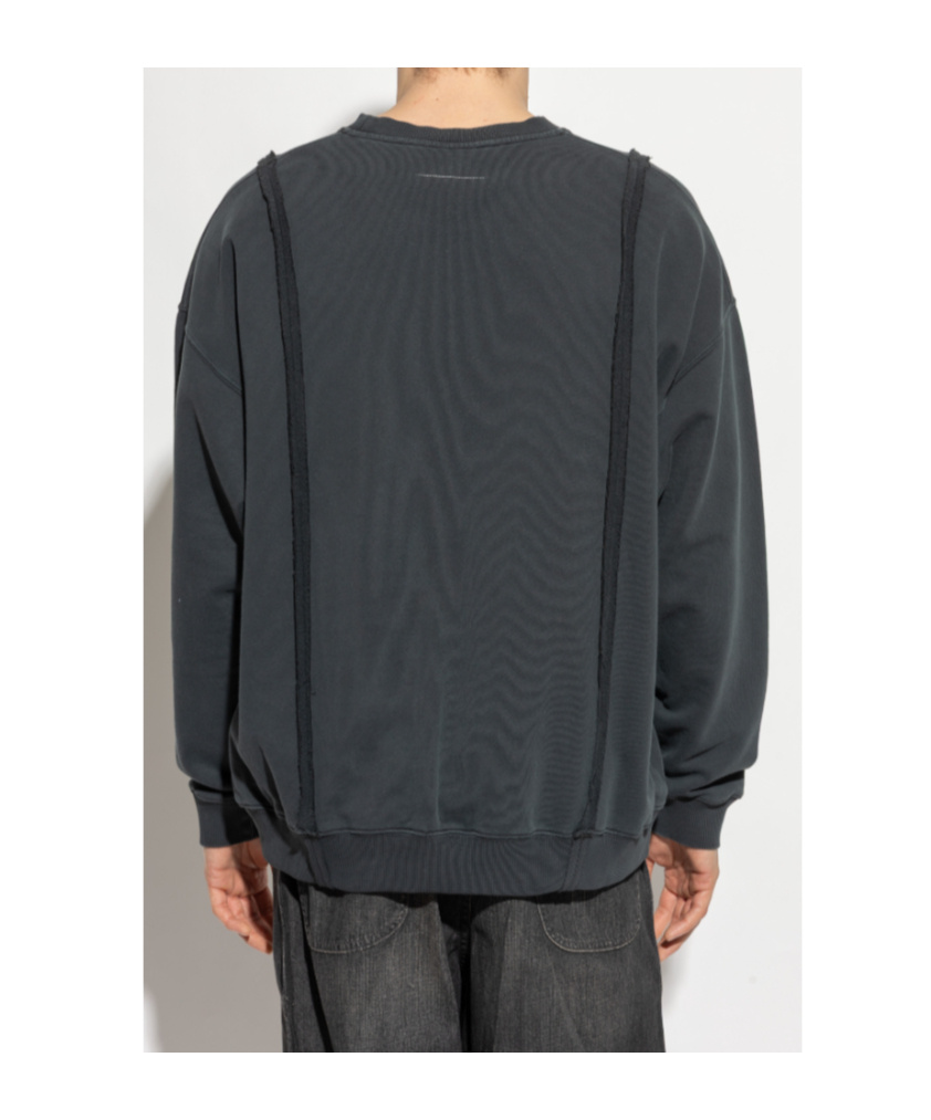 Mm6 Maison Margiela Black Sweatshirt With Numeric Logo In Cotton In Black