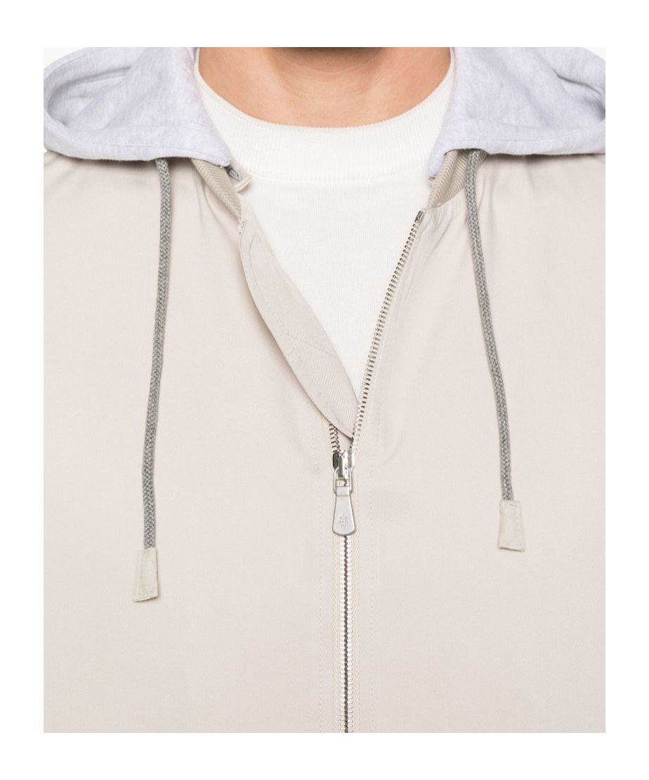 Eleventy Silk Hoodie Bomber Jacket In Neutral