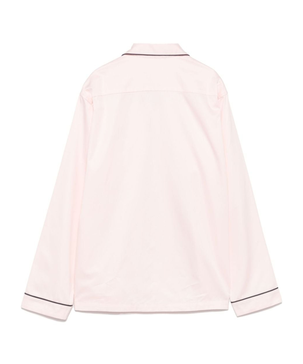 Tekla Satin Nightshirt With Chest Pocket And Contrast Piping In Pink