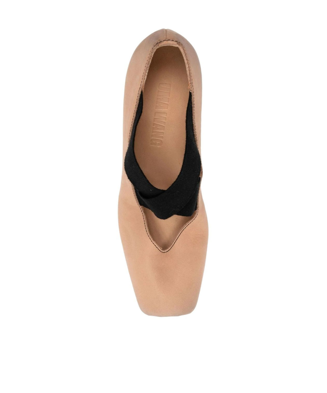 Uma Wang Leather Ballerina Flats With 23 Mm Square Toe In Brown