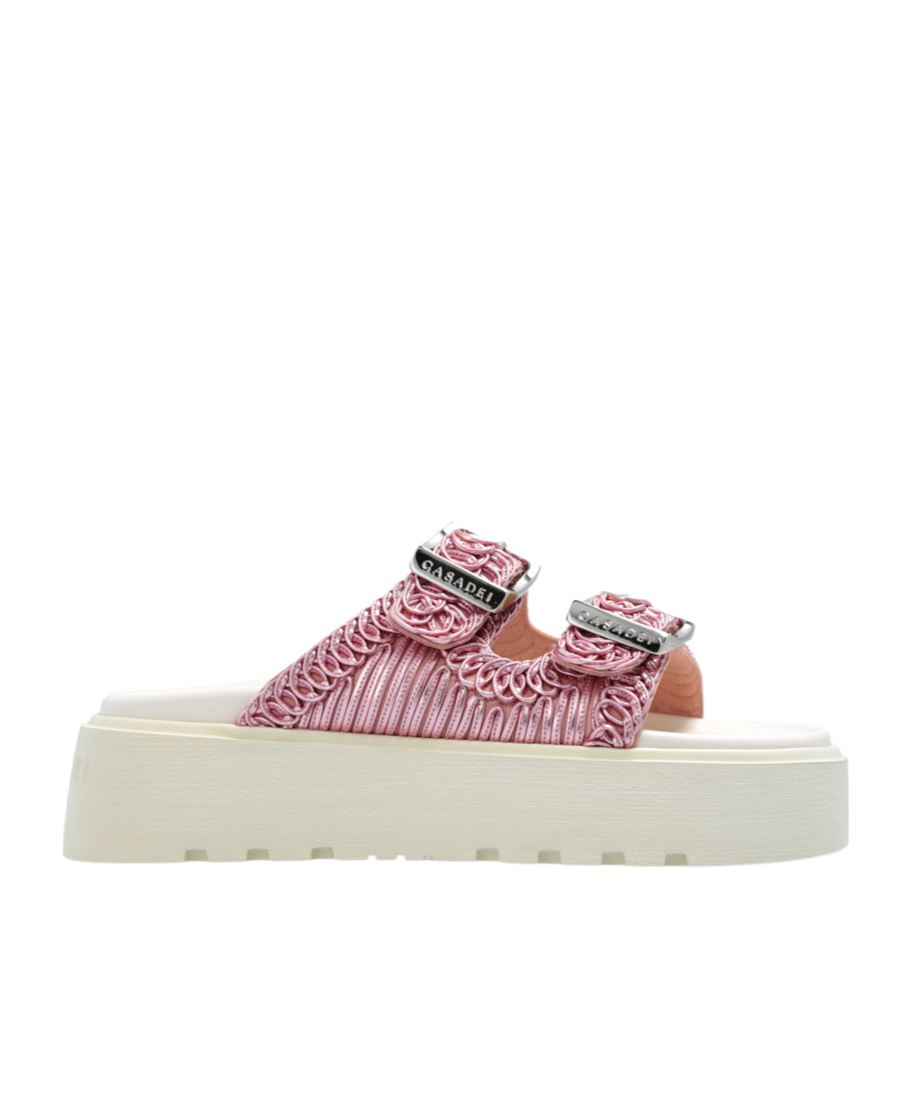 Shop Casadei Birky Ale Flatform Slides In White