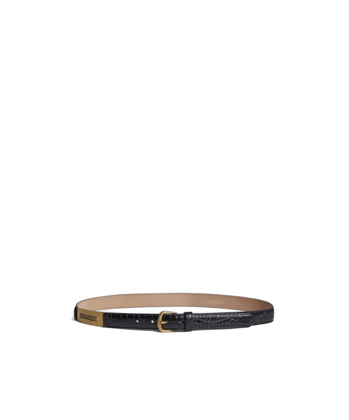 Dsquared2 Croc-effect Belt In Black