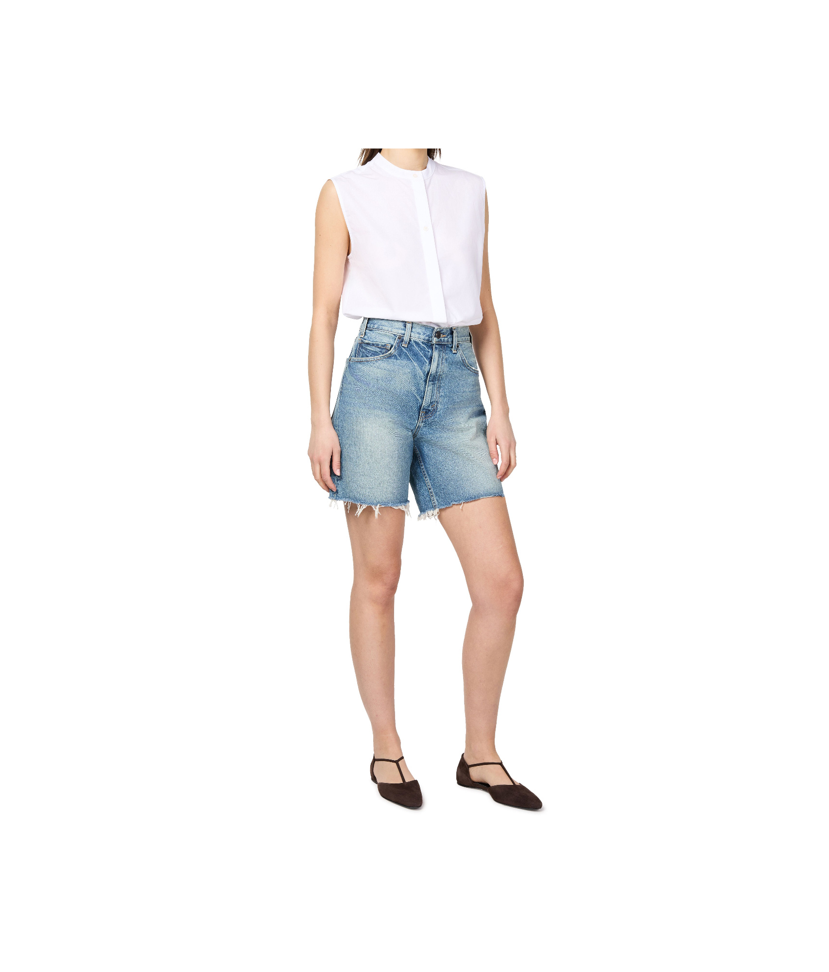 NILI LOTAN RUSSEL FIVE-POCKET DENIM SHORTS 