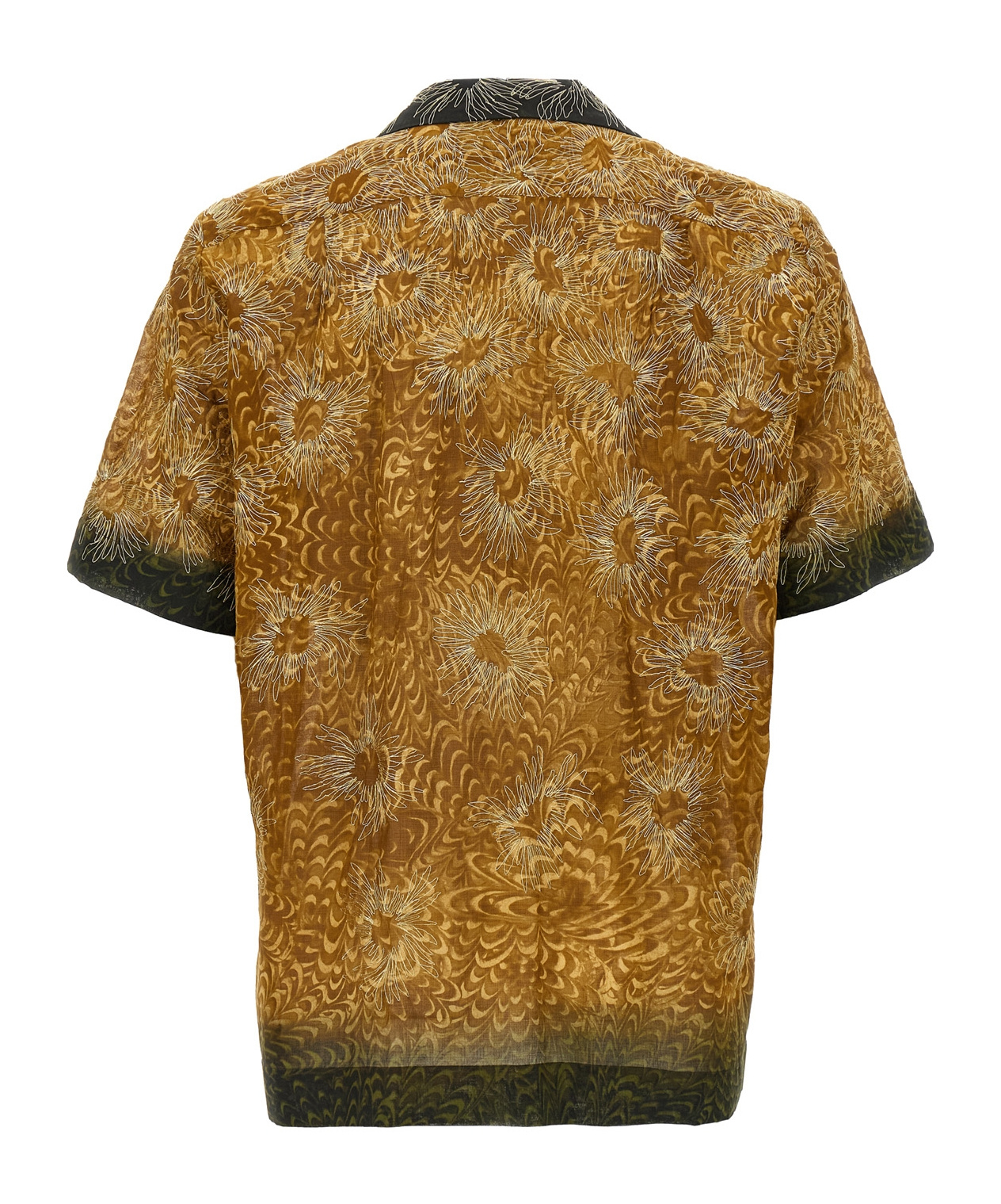 Dries Van Noten Short Sleeve Cotton Shirt In Brown