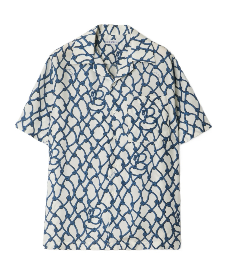 Burberry Regular Fit Knot Silk Shirt In Pool