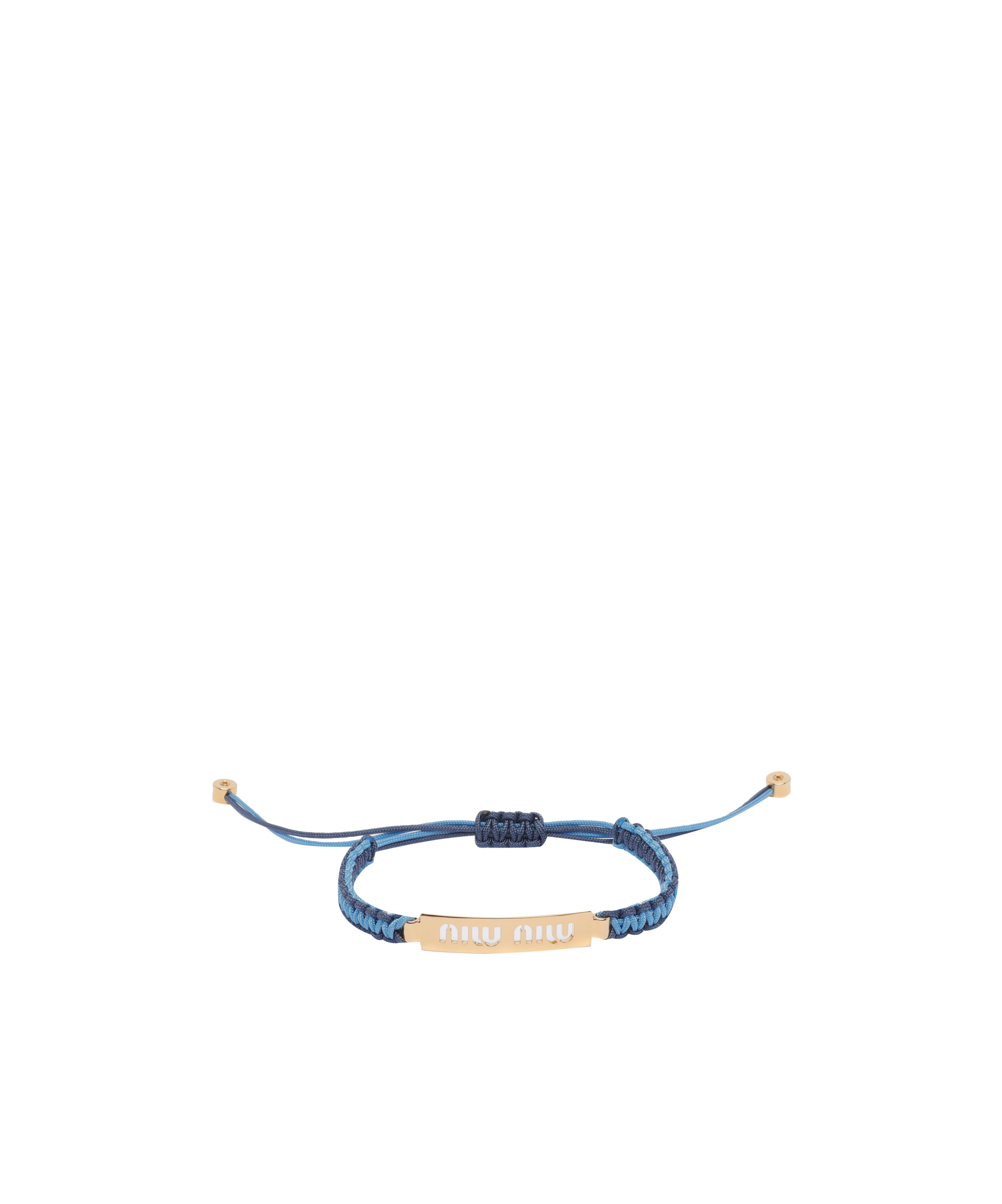 Miu Miu Adjustable Cord Bracelet Gold Tone Accents In Blue
