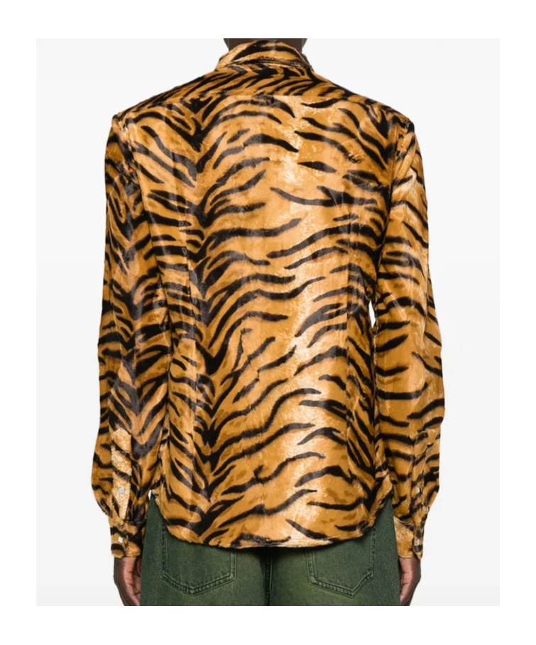 Martine Rose Tiger-print Felt Shirt In Brown