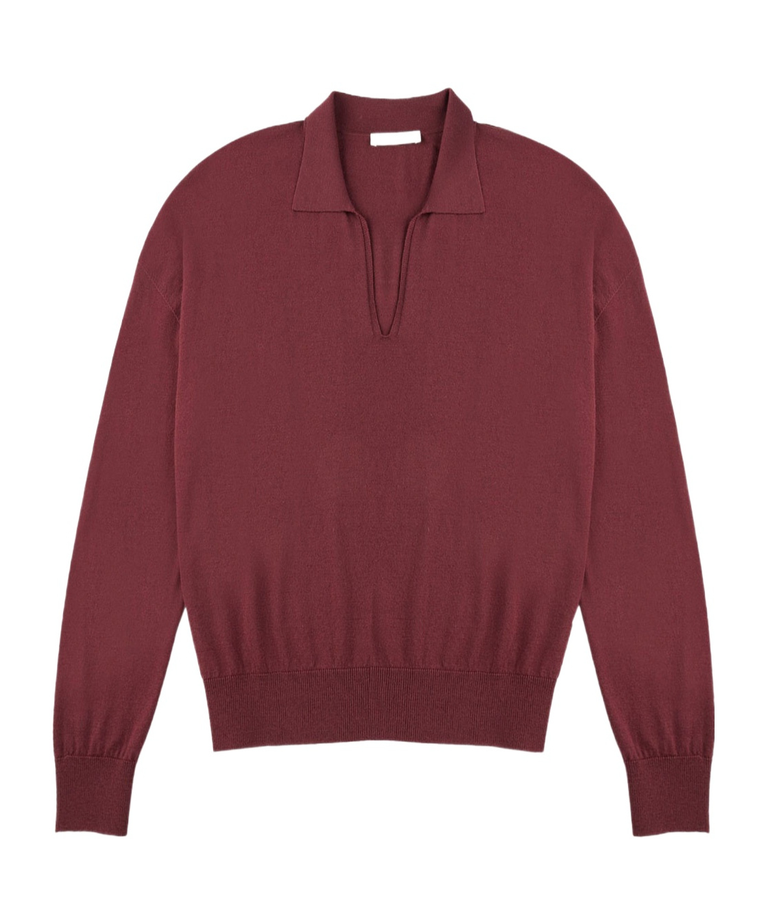 Zanone Wide Fit V Neck Polo Shirt In Flexwool Clothing In Burgundy