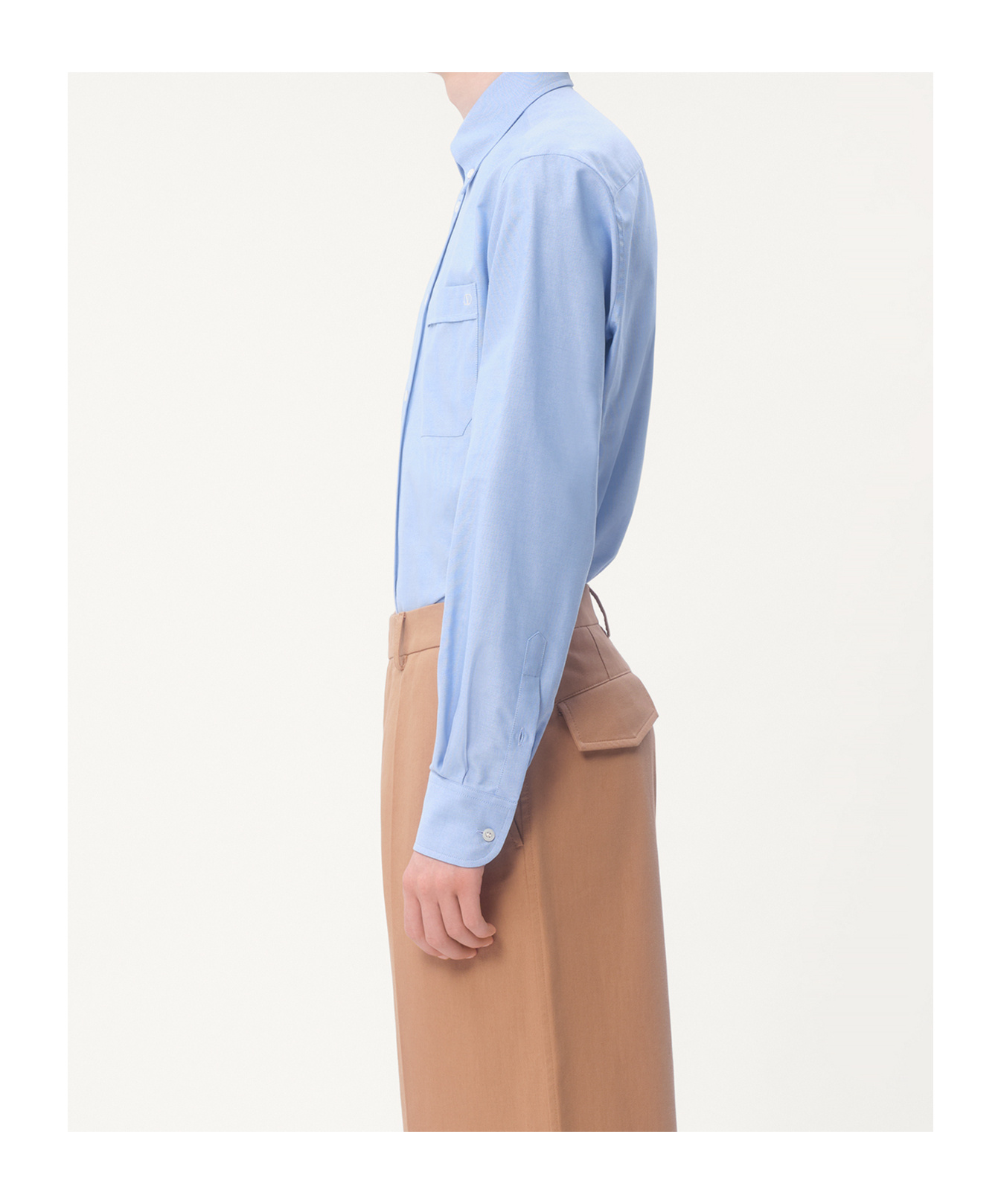 Valentino Camicia Maniche Lunghe Vlogo Signature Shirts Light Blue In Blue