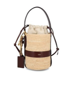 Chloé Chloe Women Two-tone Raffia And Leather Small Kerala 25 Bucket Bag In Nude