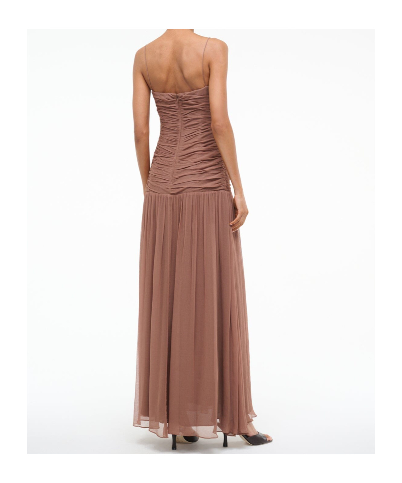 Staud Spaghetti Strap Dress In Brown