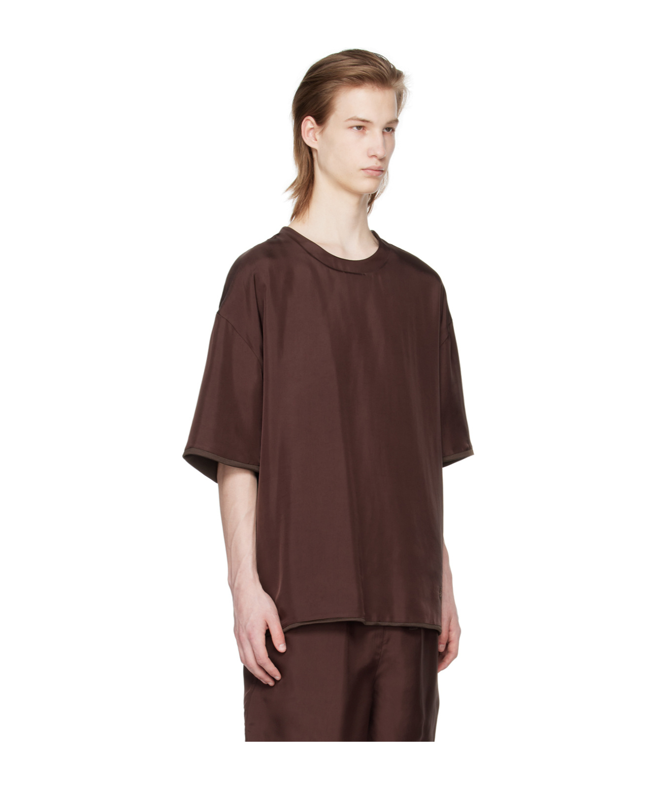 Jil Sander Round-necked Logo T-shirt In Brown