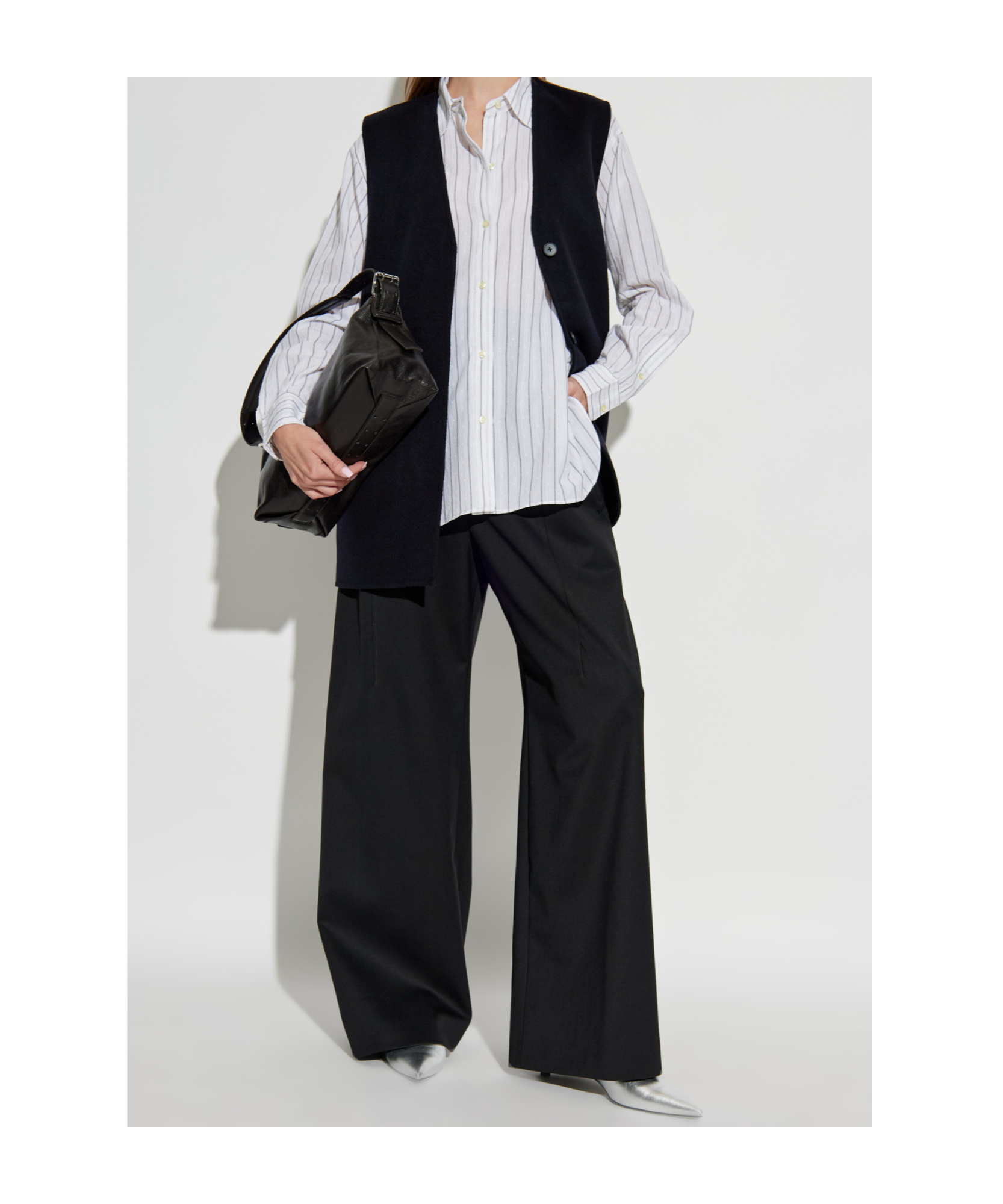 Officine Generale Pinstripe Cotton Shirt In White