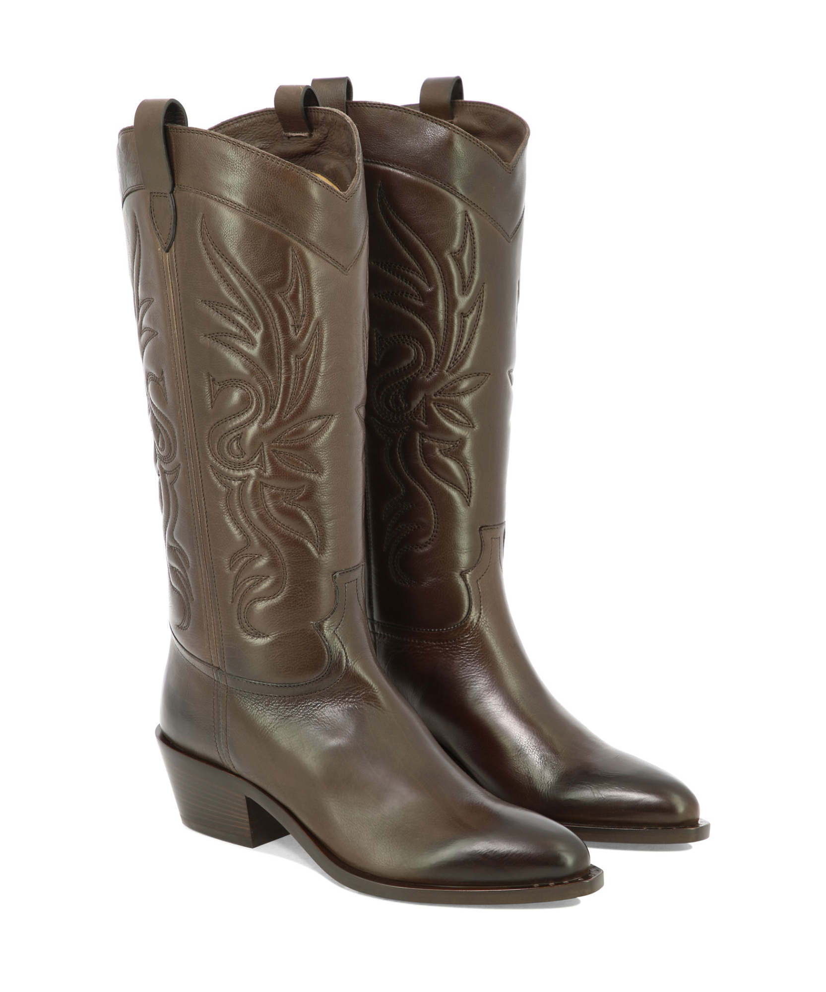 Sartore Intricate Stitch Texan Ankle Boots In Gray