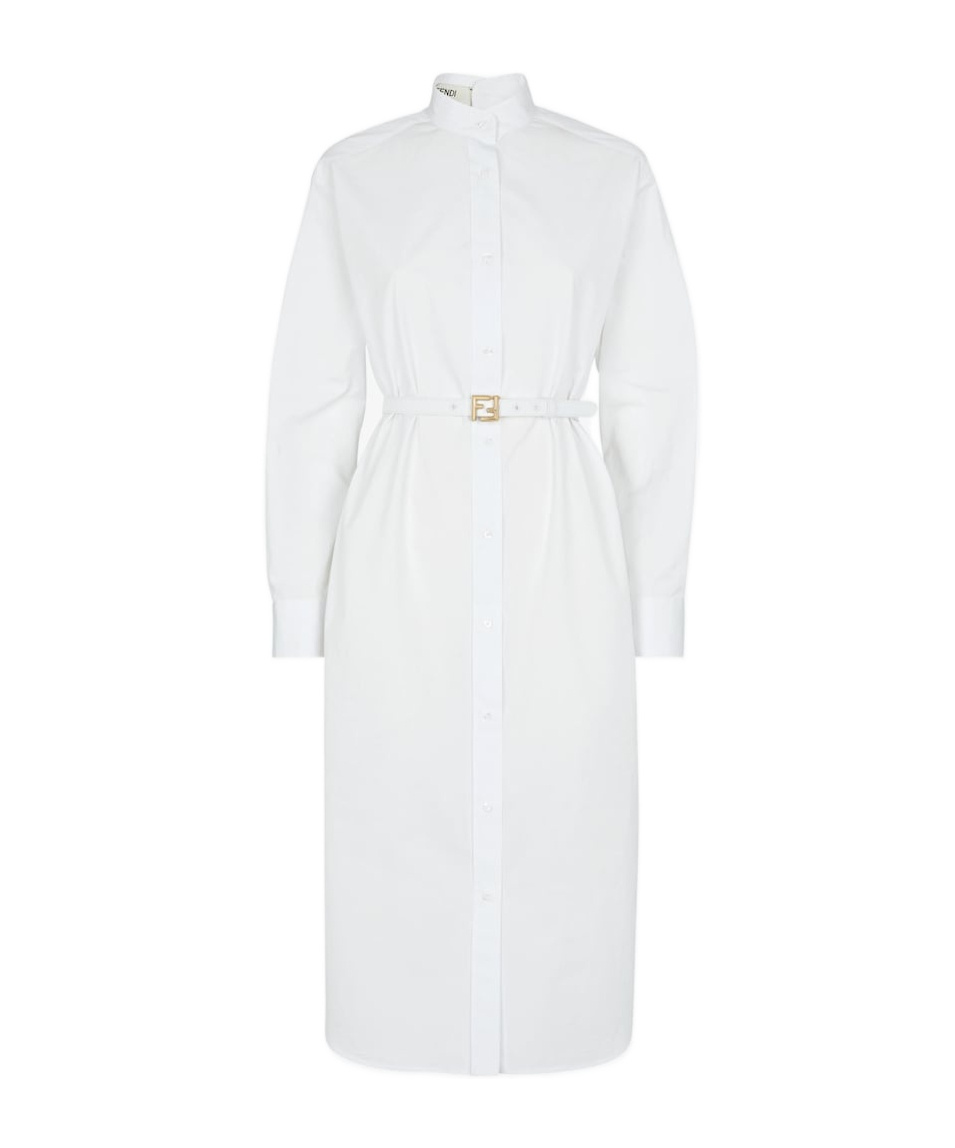 Fendi Abito In Popeline Bianco In White