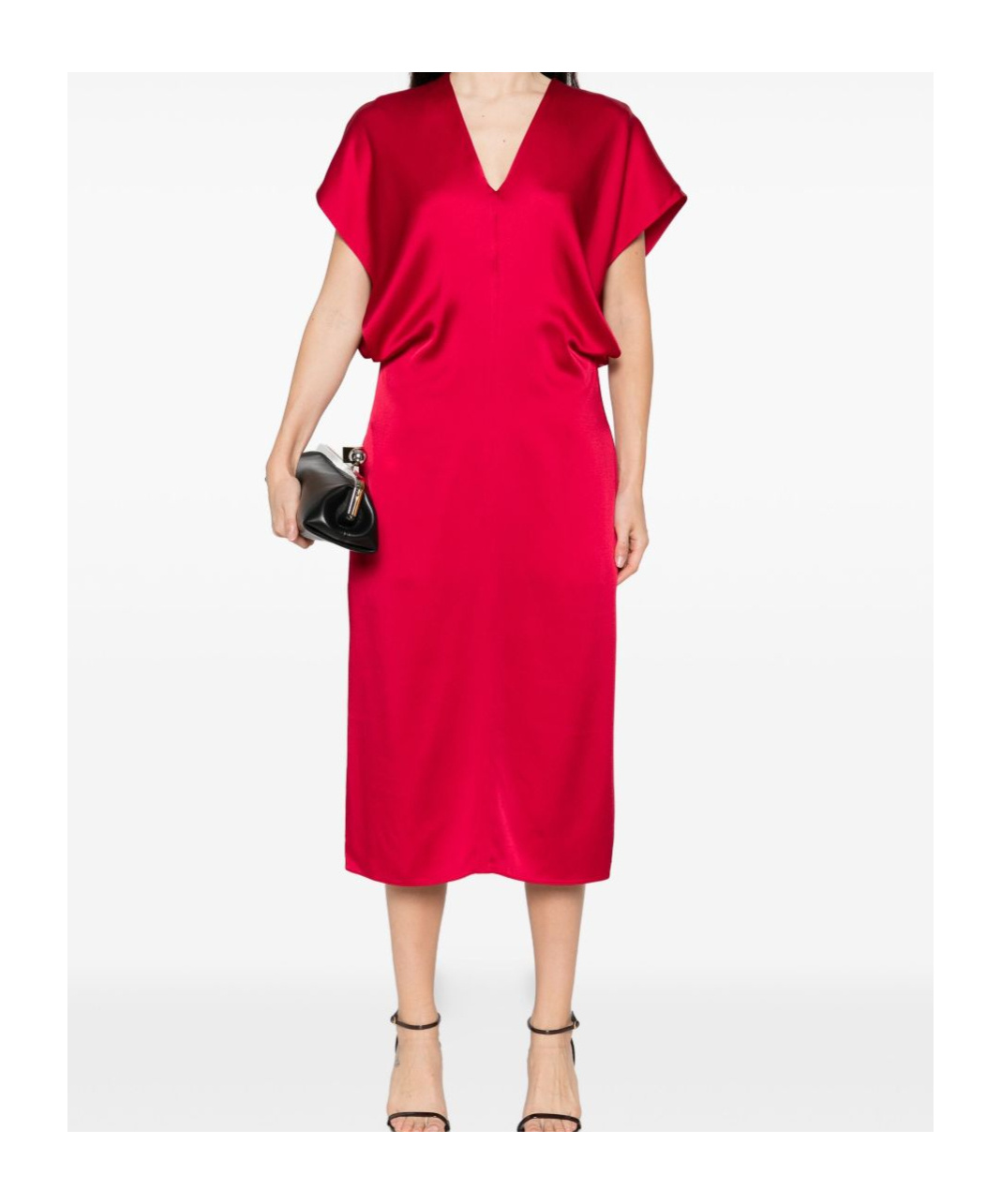 Stella Mccartney Draped Sleeves V-neck Midi Dress In Red