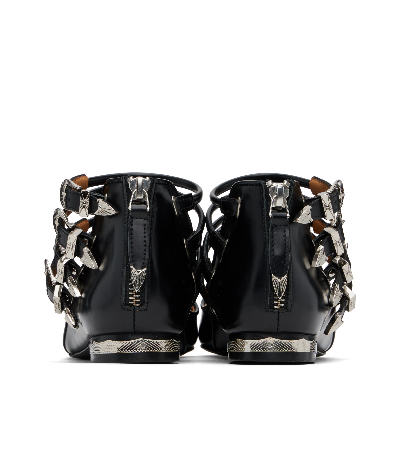 Toga Polido Multi Strap Ballerina Flats In Black