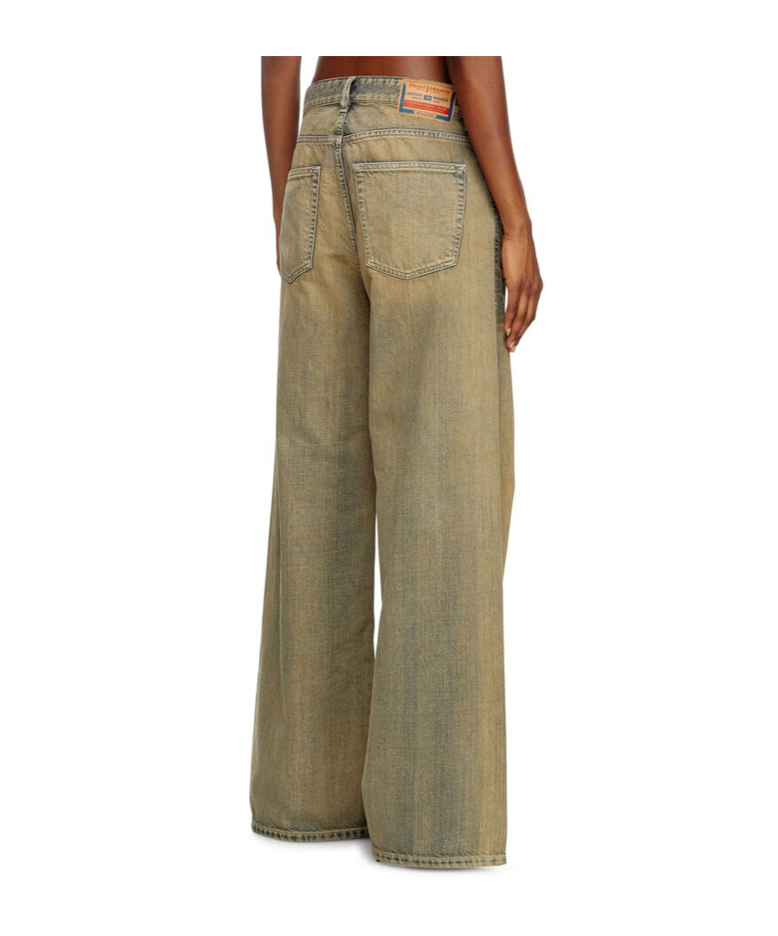 Diesel Straight-leg Jeans In Faded Beige Cotton In Green
