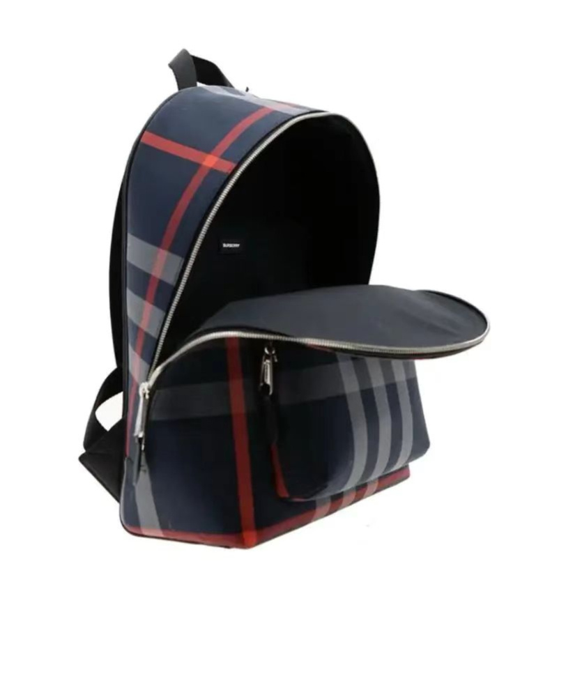 Burberry Plaid Backpack In Black