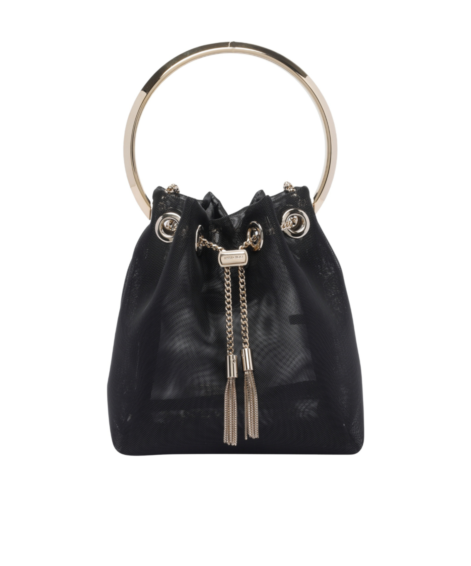 Jimmy Choo Mesh Bon Bon Top-handle Bag In Black