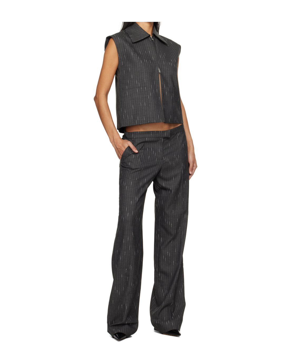 Aya Muse Elastic Twill Vest In Black