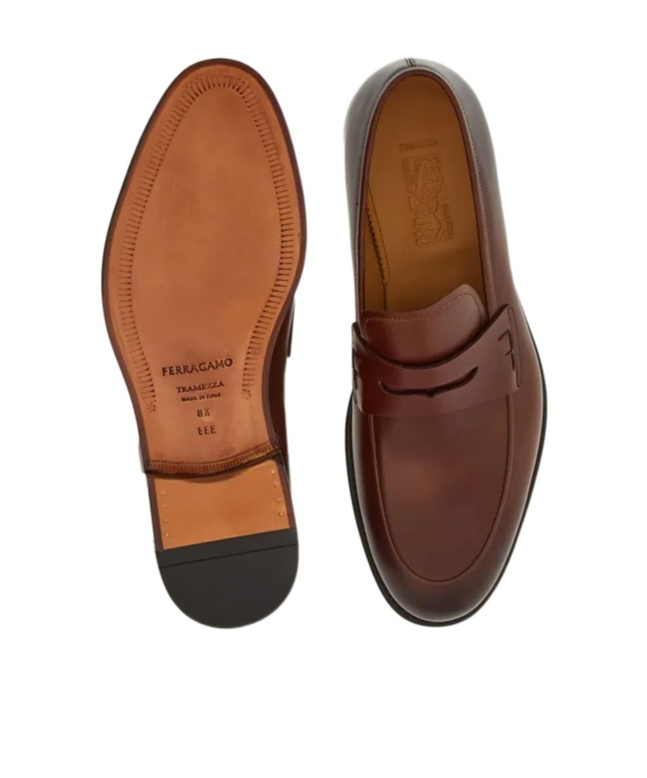 Ferragamo Man Loafers Brown Size 8.5 Calfskin In Brown