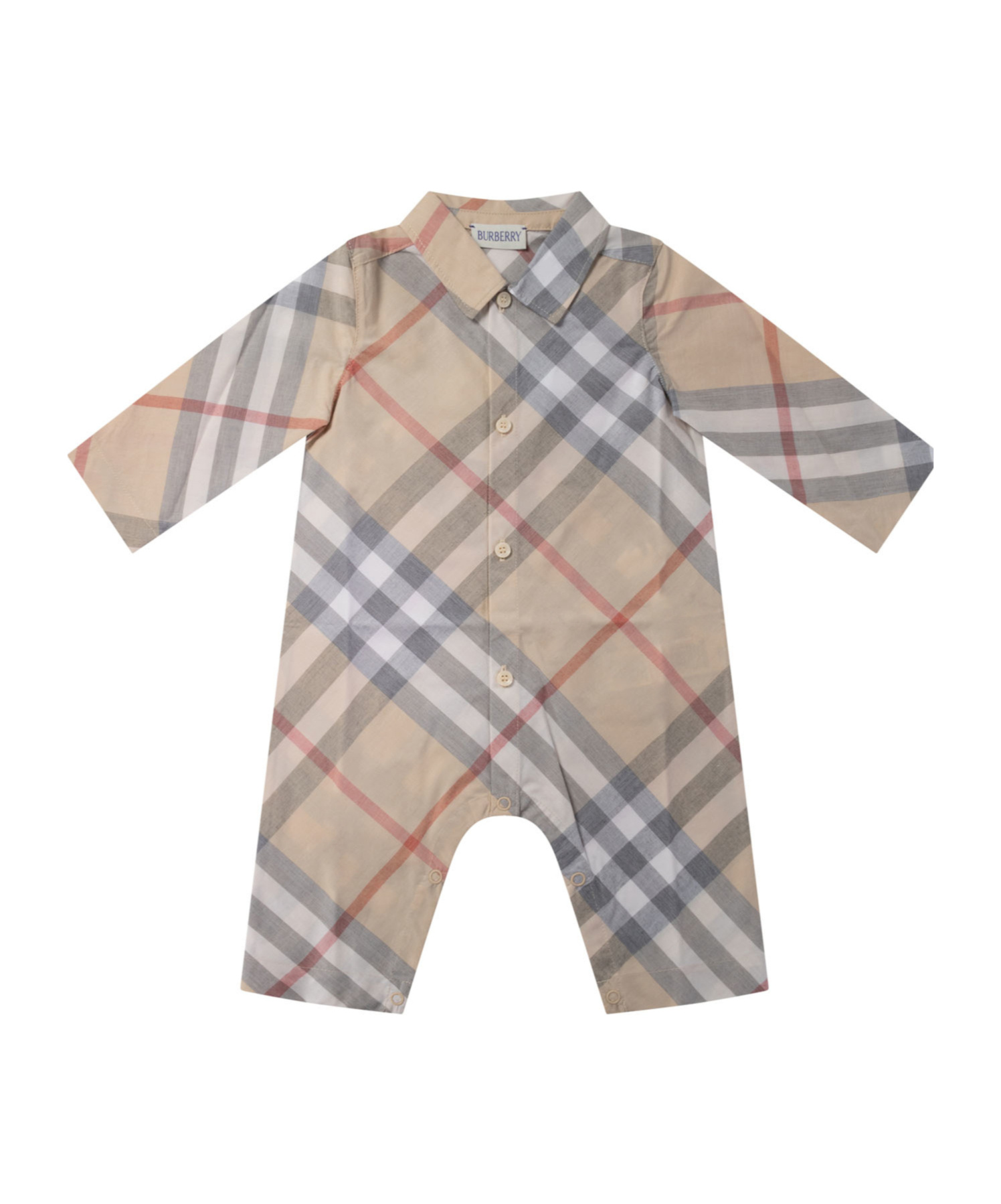 Burberry Check-pattern Romper In Nude