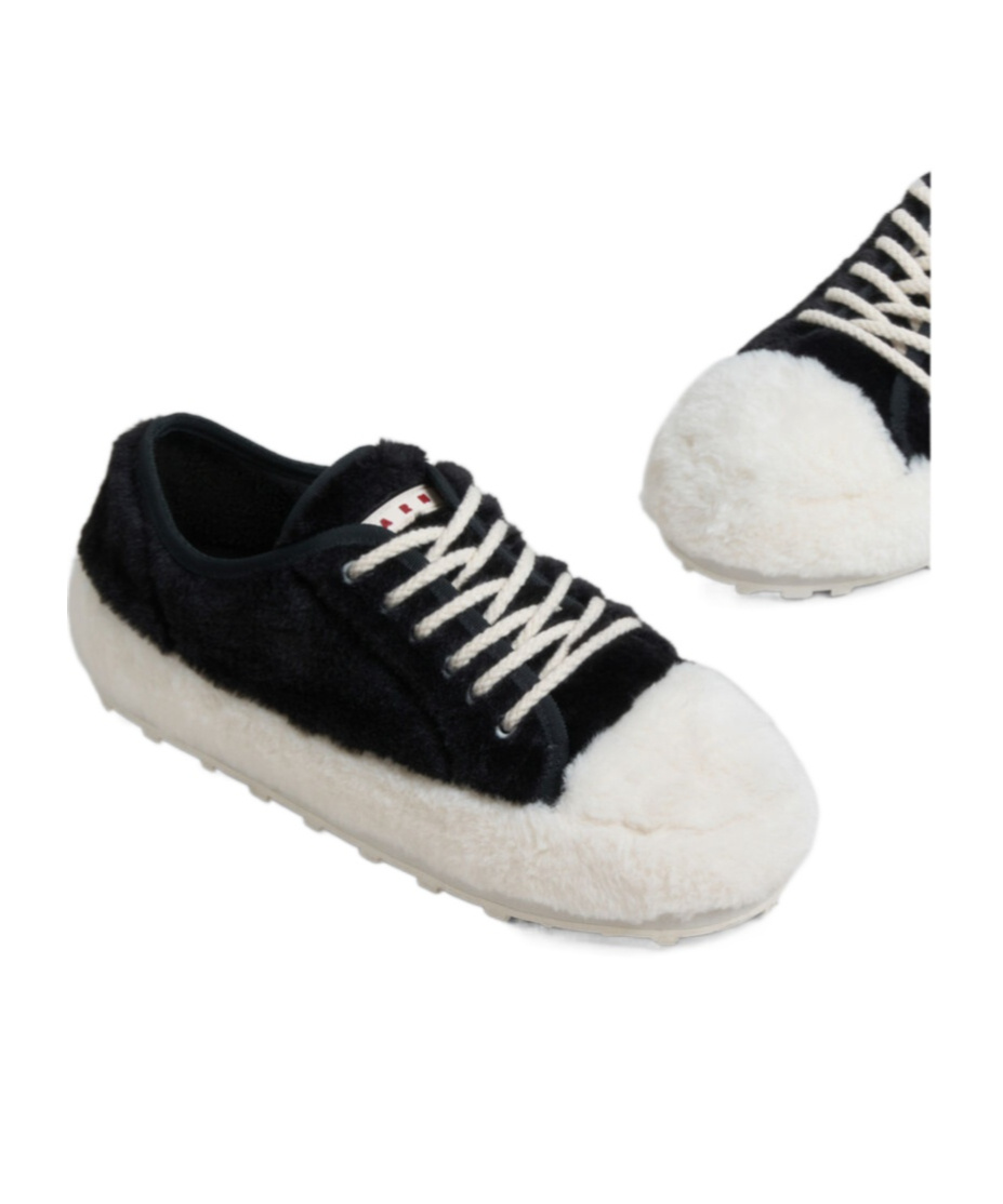 Shop Marni Black Teddy Tennis Sneaker