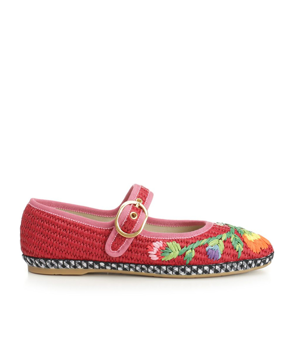Valentino Endouce Embroidered Ballet Flats In Red