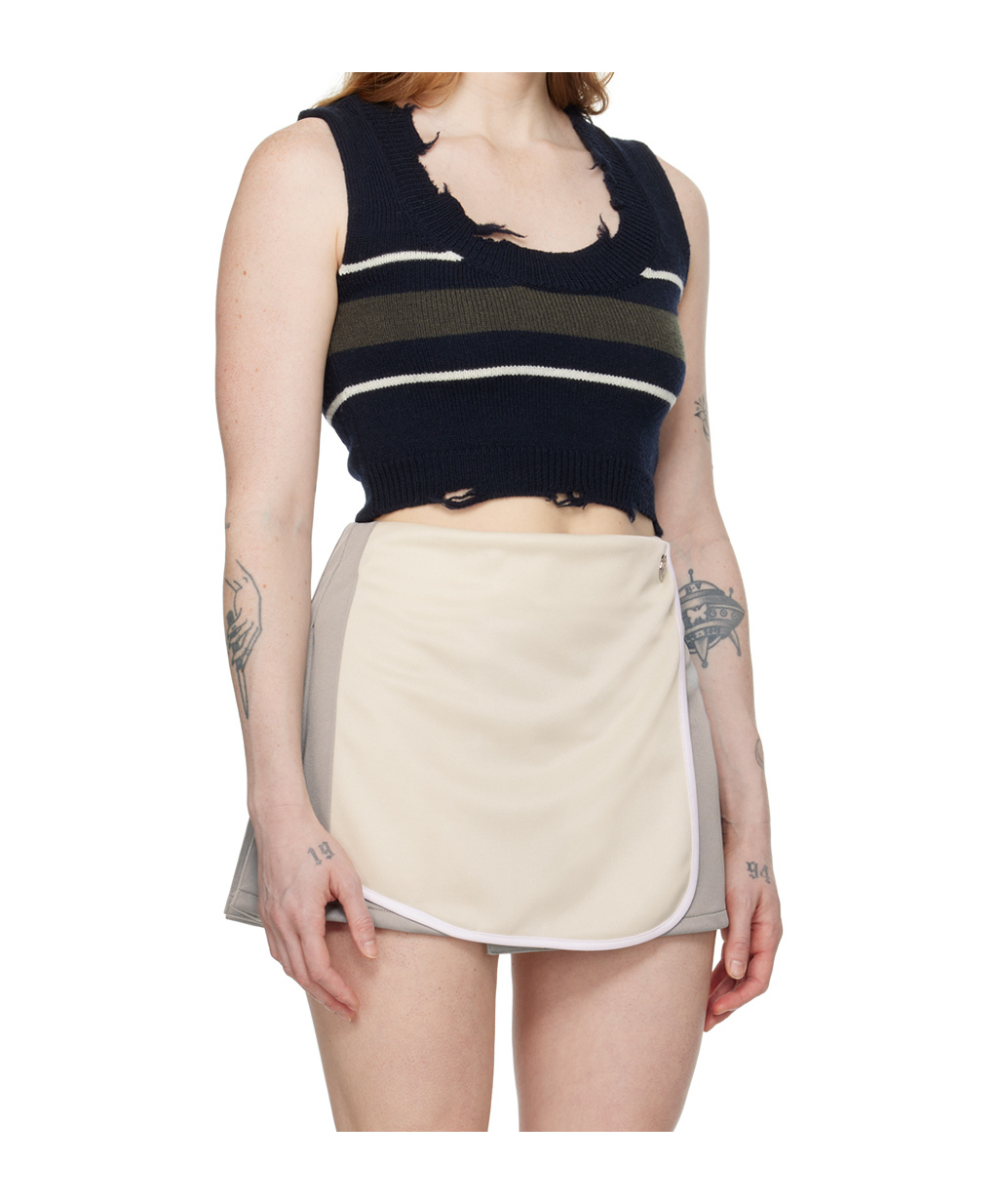 Ambush Striped Wool Vest In Black