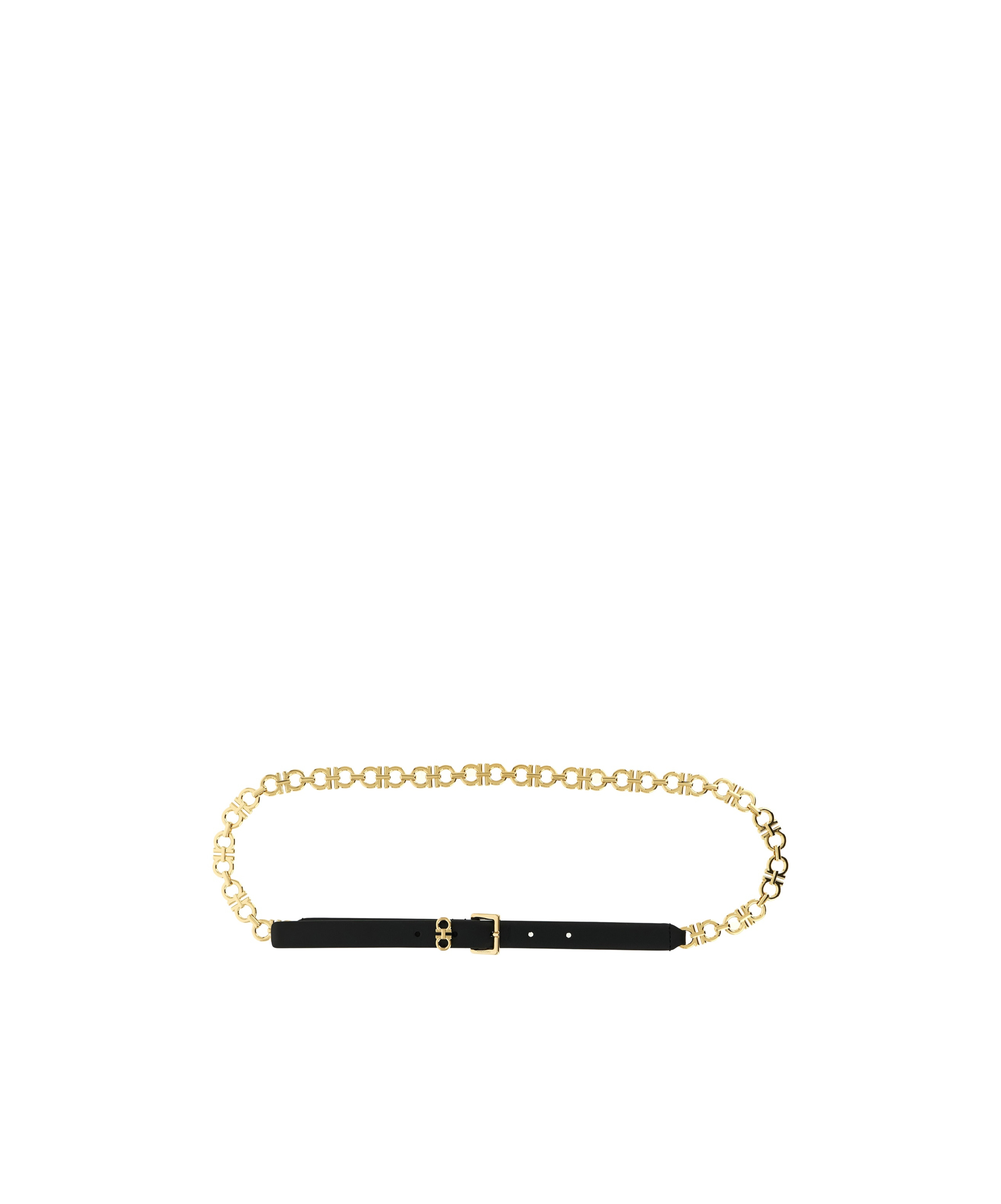 Ferragamo Gancini-chain Square-buckle Belt In Gold