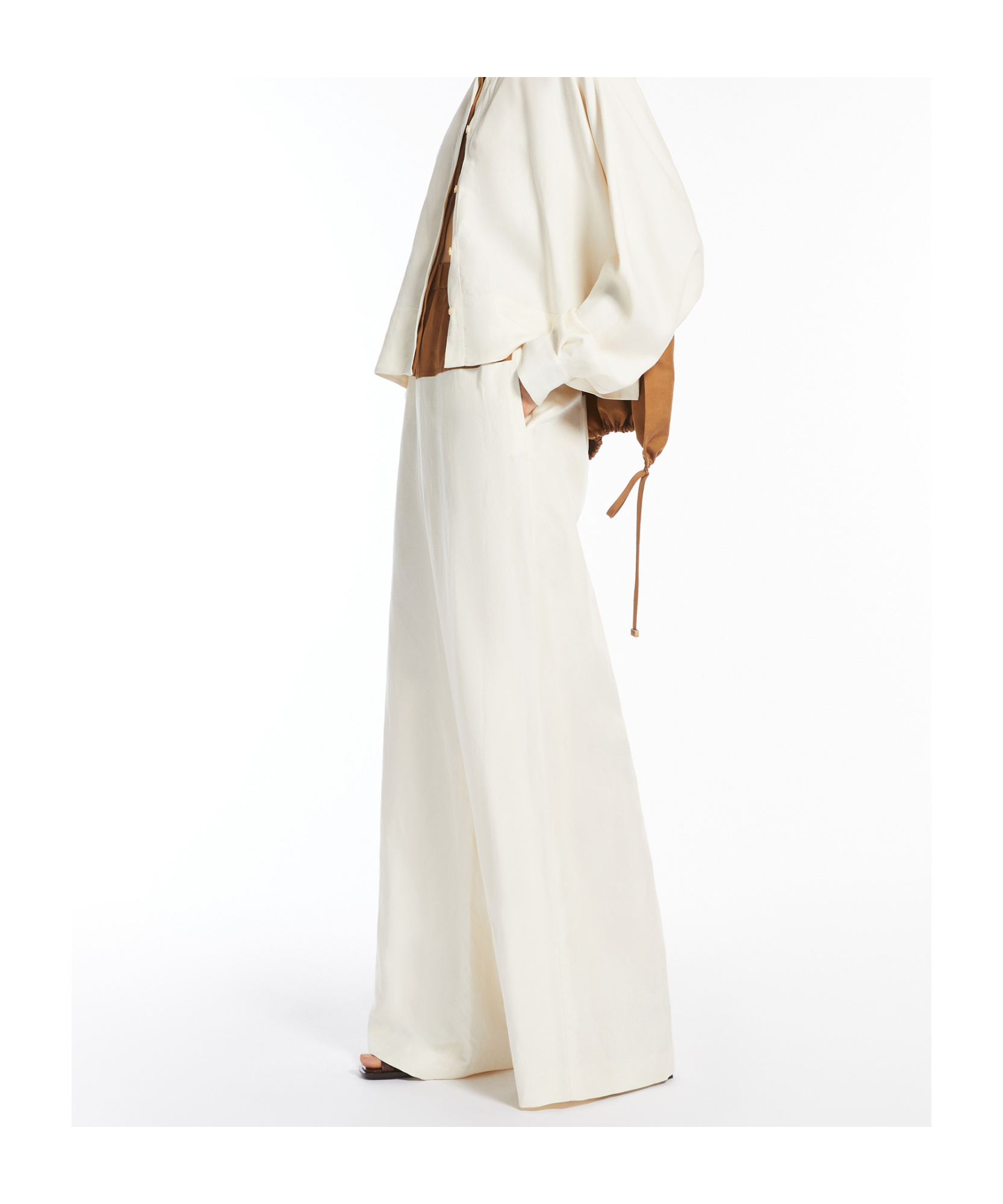 Max Mara Elastic Waist Casual Pants In White