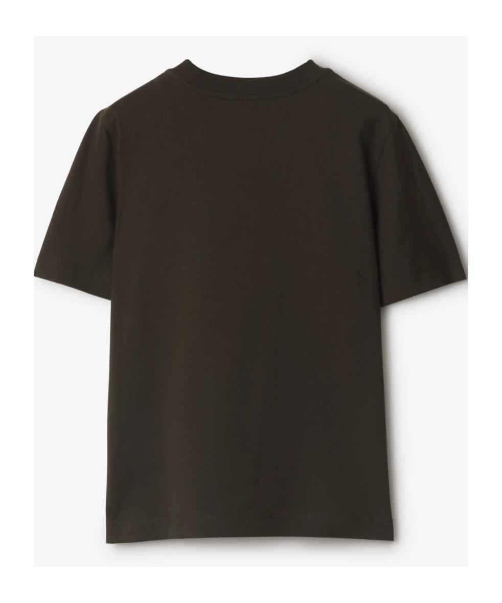 Burberry Equestrian Knight Cotton T-shirt In Black