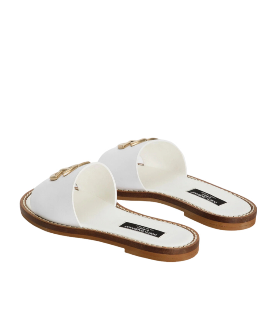 Dolce & Gabbana Logo Leather Sandals In White