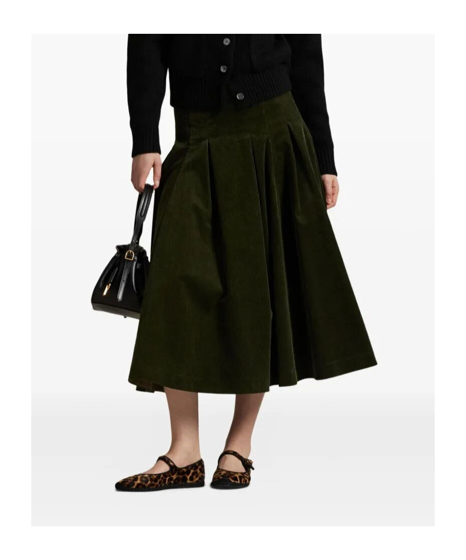 Polo Ralph Lauren Pleated Midi Skirt In Green
