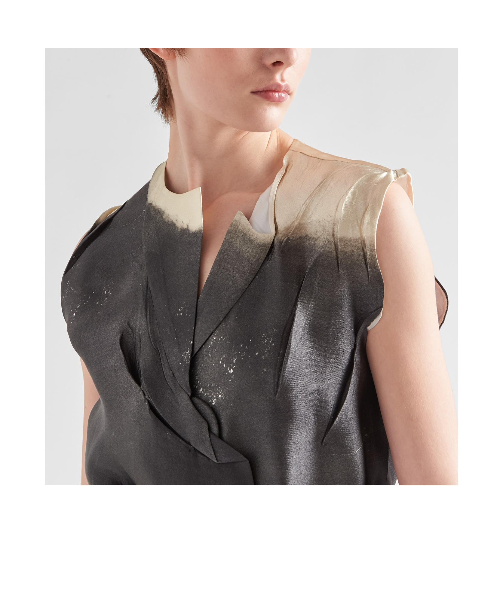 Prada Creased-detail Sleeveless Blouse In Gray