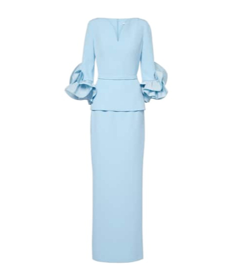 Safiyaa London Pleated Crepe Dress In Blue