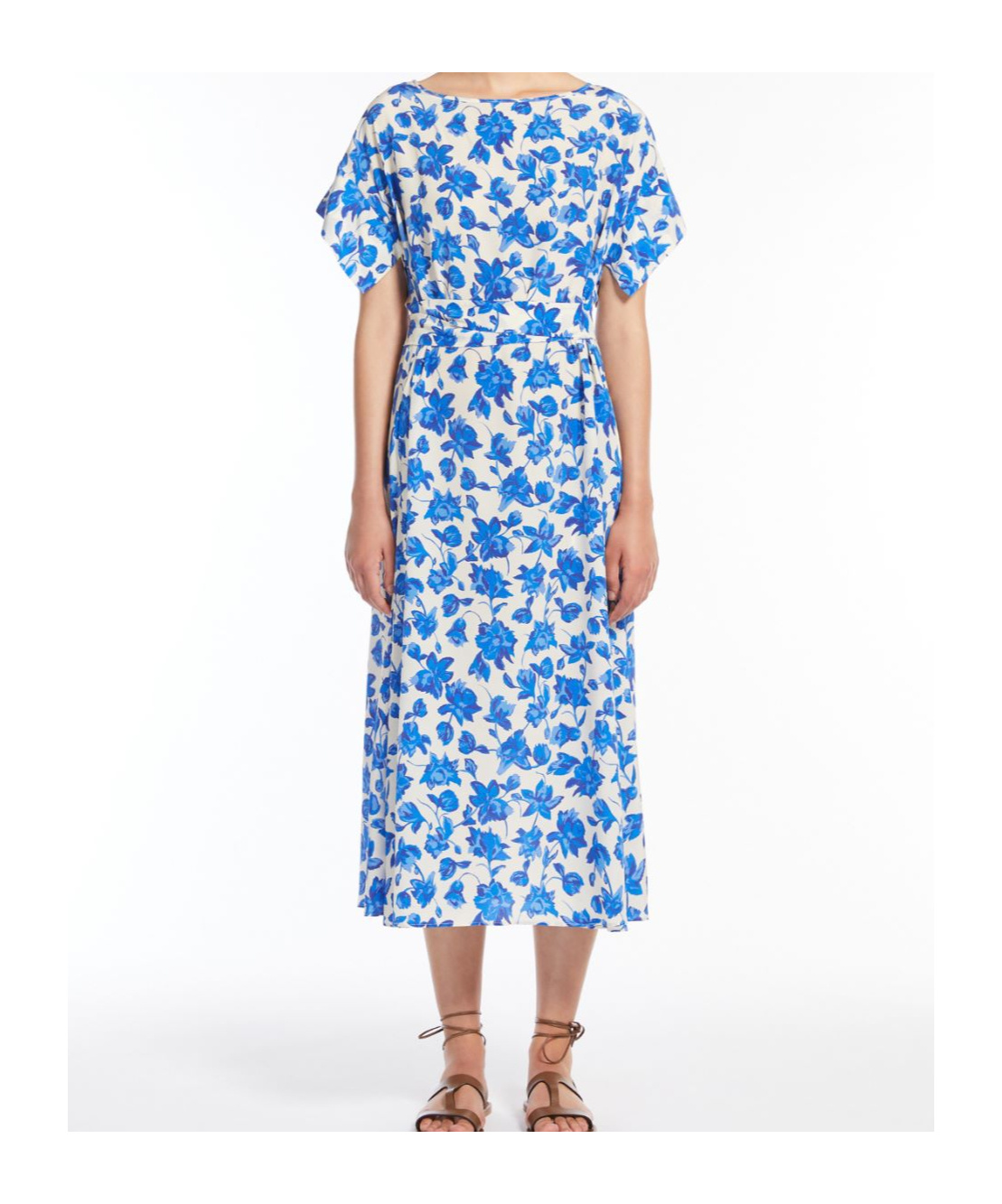 Weekend Max Mara Round-collar Short-sleeve Dress In Blue