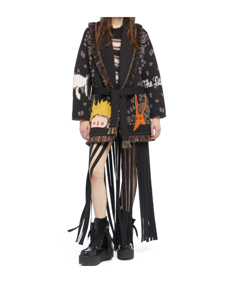 Alanui Little Prince Cardigan Mit Bandana-fransen In Black