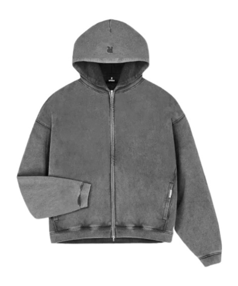 Represent Initial Boxy Zip Through Hoodie In Gray