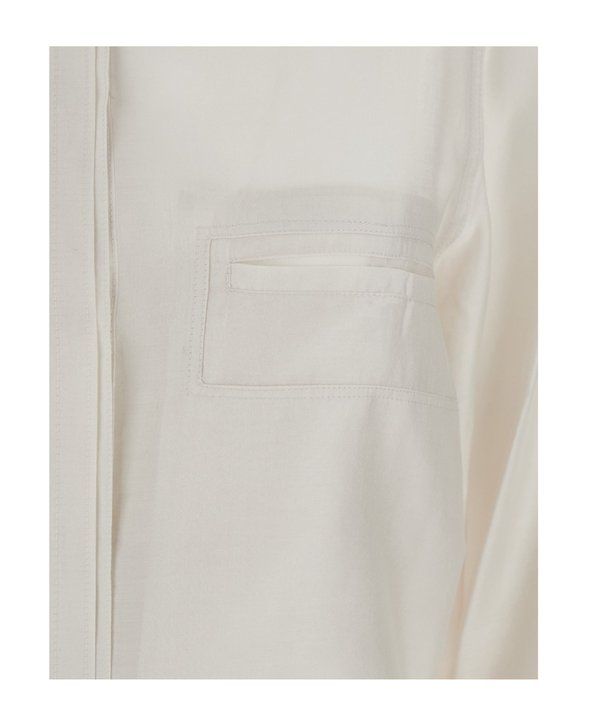 Low Classic White Shirt With Classic Collar And Rear Strap In Tech Fabric Woman In White