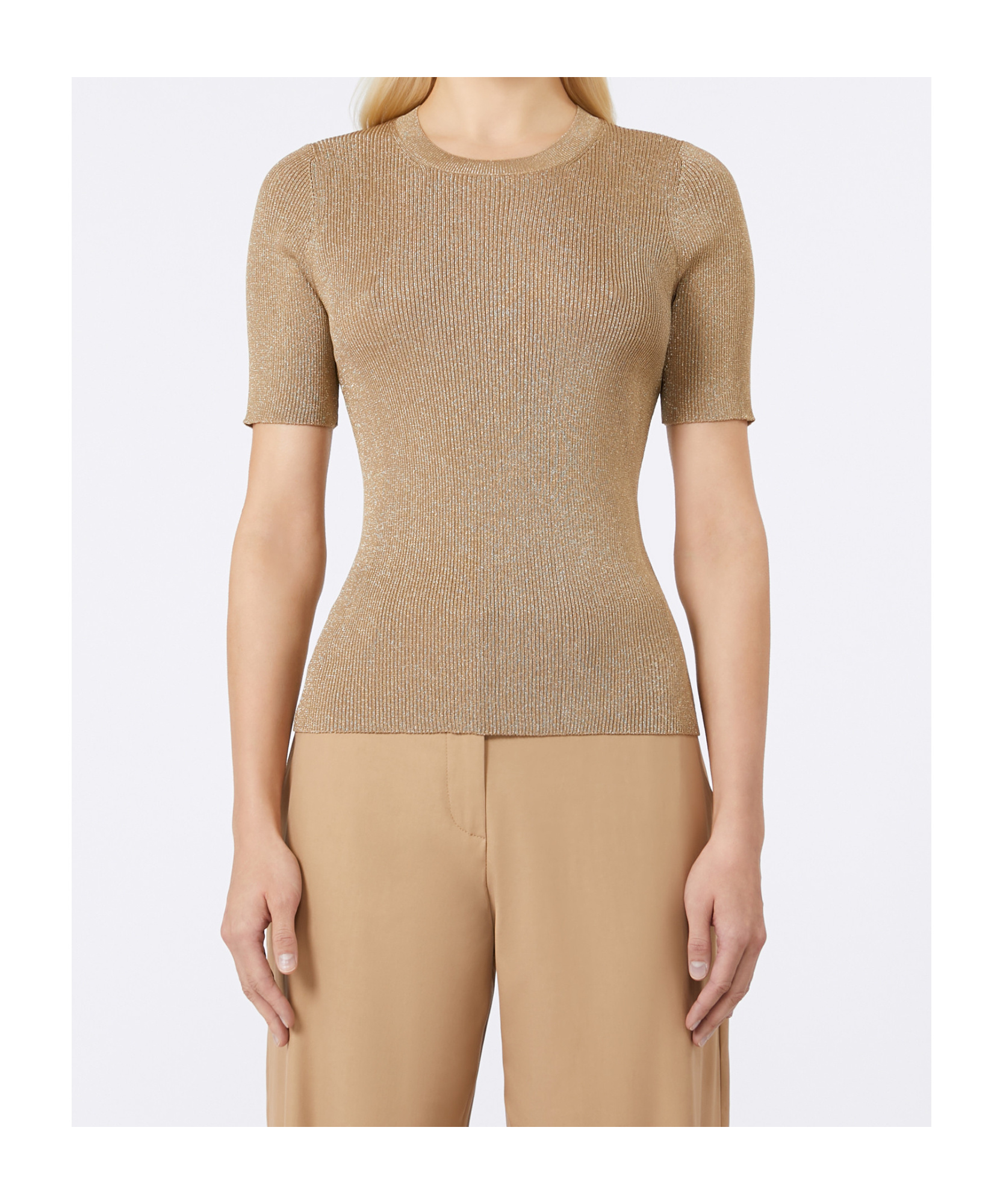 Max Mara Slim-fit Lurex Sweater In Brown