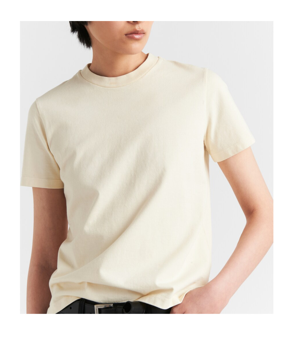 Prada Womens Yellow Logo-embroidered Slim-fit Stretch-cotton T-shirt In Vanilla