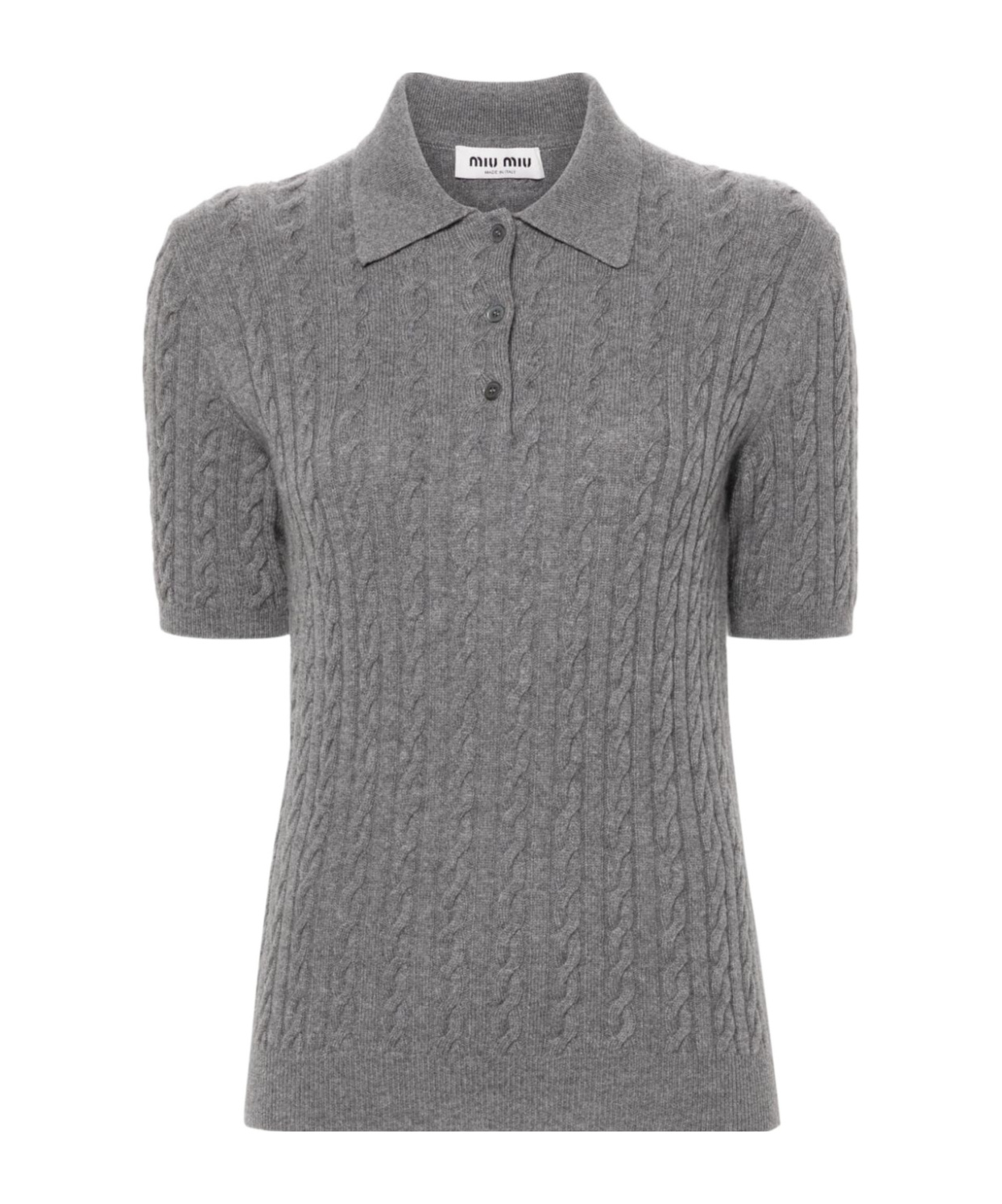 Miu Miu Cashmere Polo Top In Gray