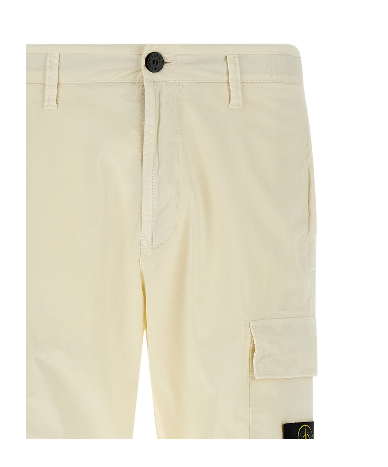 Stone Island Cargo Pants With Logo Badge And Pockets In Neutral